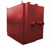 Экономайзер чугунный блочный  ЭБ2-94  с двумя колонками, площадью поверхности нагрева 94 м2 и очисткой с помощью генератора ударных волн ГУВ-38 ПМД, применяется в качестве хвостовых поверхностей нагрева паровых стационарных котлов типов ДЕ, КЕ и ДКВр и предназначен для нагрева питательной воды теплом уходящих дымовых газов.